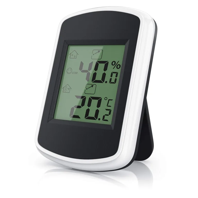 CSL - Digitales Mini Thermo-Hygrometer Thermometer Hygrometer innen Temperatur und Luftfeuchtigkeitmessgerät mit Smiley-Indikator für Gewächshaus, Wohnzimmer – Bild 1