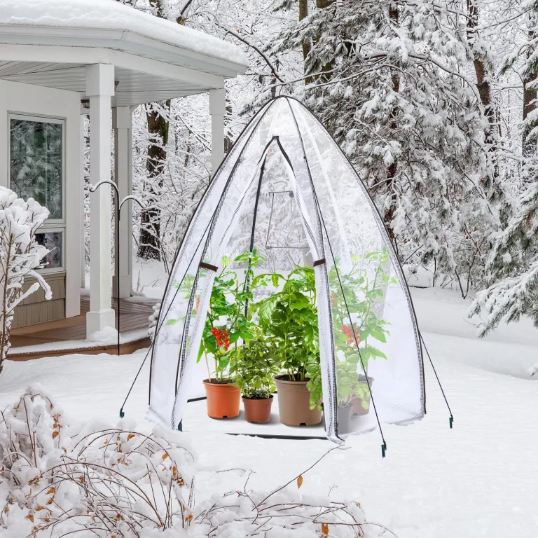 Ohuhu Gewächshaus Foliengewächshaus Überwinterungszelt für Winterschutz, PE Halbtransparente Tomatengewächshaus 160x180 cm für Pflanzen Wetterfest Mehrzwecktreibhaus Pflanzenhaus Weiß – Bild 8