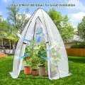 Ohuhu Gewächshaus Foliengewächshaus Überwinterungszelt für Winterschutz, PE Halbtransparente Tomatengewächshaus 160x180 cm für Pflanzen Wetterfest Mehrzwecktreibhaus Pflanzenhaus Weiß - Thumbnail 3