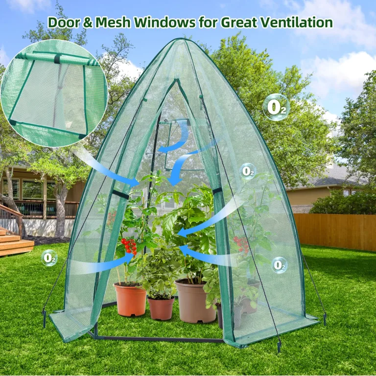 Ohuhu gewächshaus Foliengewächshaus, PE Halbtransparente Tomatengewächshaus 160x180 cm für Pflanzen Wetterfest Mehrzwecktreibhaus Pflanzenhaus Grün – Bild 3