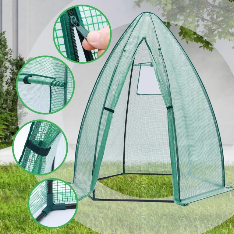 Ohuhu gewächshaus Foliengewächshaus, PE Halbtransparente Tomatengewächshaus 160x180 cm für Pflanzen Wetterfest Mehrzwecktreibhaus Pflanzenhaus Grün – Bild 6