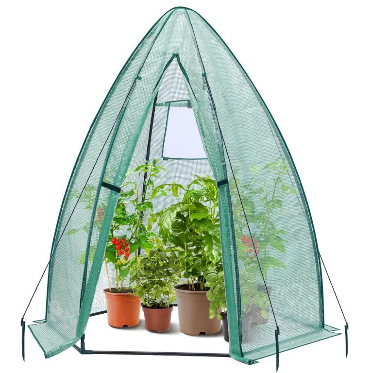 Ohuhu gewächshaus Foliengewächshaus, PE Halbtransparente Tomatengewächshaus 160x180 cm für Pflanzen Wetterfest Mehrzwecktreibhaus Pflanzenhaus Grün – Bild 1