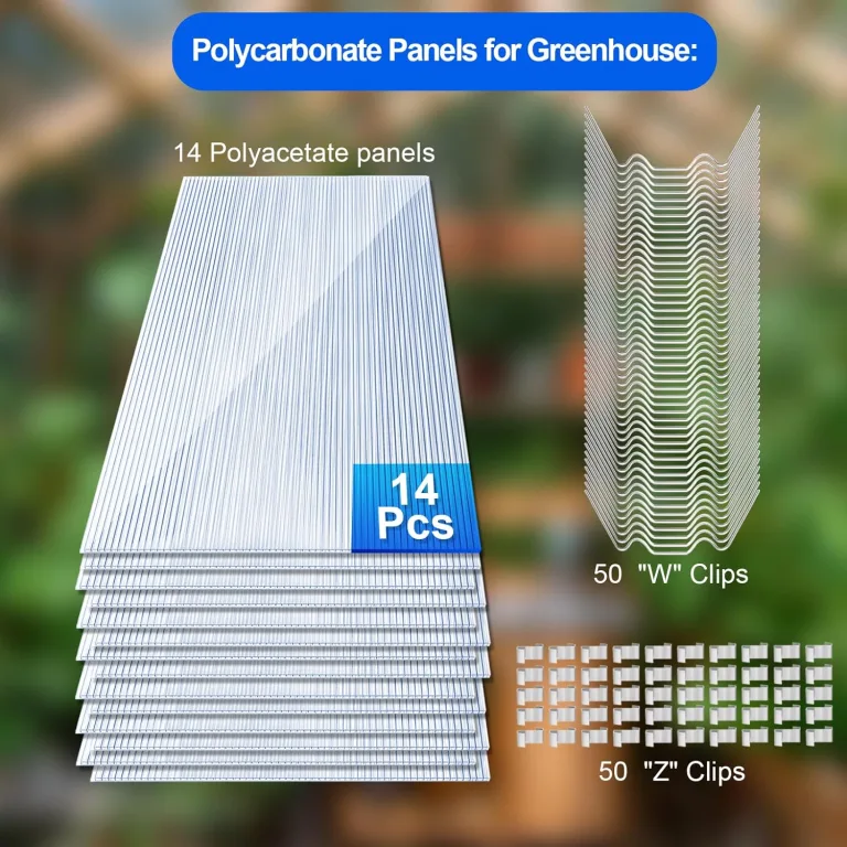 Gewächshausplatten 14 STK, mit 50 x W-Clips und 50 x Z-Clips, Zuschneidbarer,60,5x121 cm Polycarbonat Hohlkammerstegplatten 4mm klar,für Gewächshaus Gartenbau usw – Bild 3