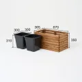 Pflanzkübel Holz – imprägniert wetterfest – mit herausnehmbarem Kunststoffeinsatz – Hochbeet Blumenkasten für Balkon Garten Terrasse (Horizontal-braun 67x36 H35 cm) - Thumbnail 3