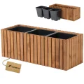Pflanzkübel Holz – imprägniert wetterfest – mit herausnehmbarem Kunststoffeinsatz – Hochbeet Blumenkasten für Balkon Garten Terrasse (Horizontal-braun 67x36 H35 cm) - Thumbnail 9