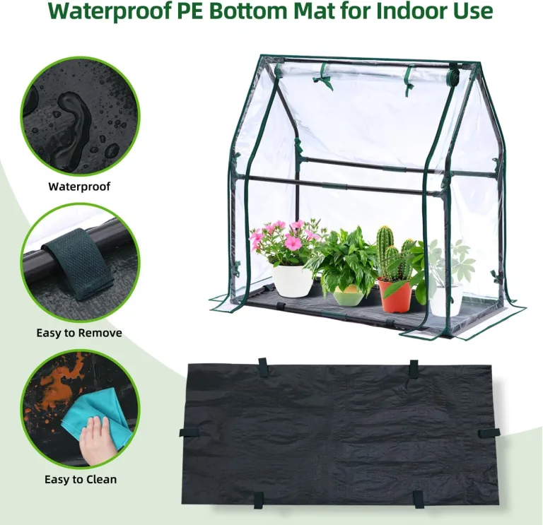 Ohuhu Mini Gewächshaus Zimmergewächshaus PVC Foliengewächshaus mit wasserdichte Matte, Tomatenhaus Folie Gewächshaus Klein für Sämling Pflanze die Indoor Kräutergarten 91.5x45.5x84 cm – Bild 5