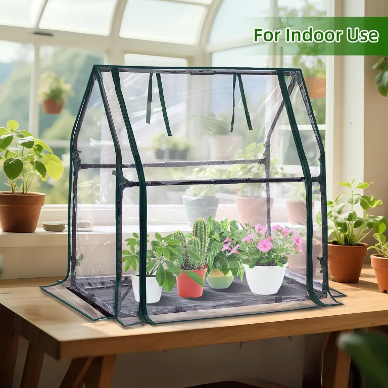 Ohuhu Mini Gewächshaus Zimmergewächshaus PVC Foliengewächshaus mit wasserdichte Matte, Tomatenhaus Folie Gewächshaus Klein für Sämling Pflanze die Indoor Kräutergarten 91.5x45.5x84 cm – Bild 6