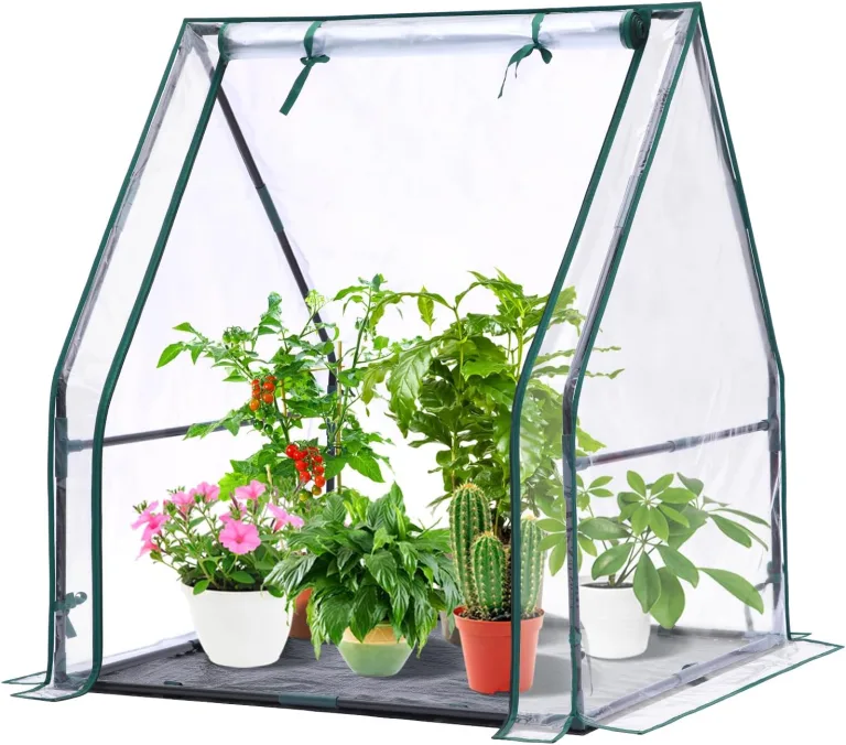 Ohuhu Mini Gewächshaus Zimmergewächshaus PVC Foliengewächshaus mit wasserdichte Matte, Tomatenhaus Folie Gewächshaus Klein für Sämling Pflanze die Indoor Kräutergarten 91.5x45.5x84 cm – Bild 8