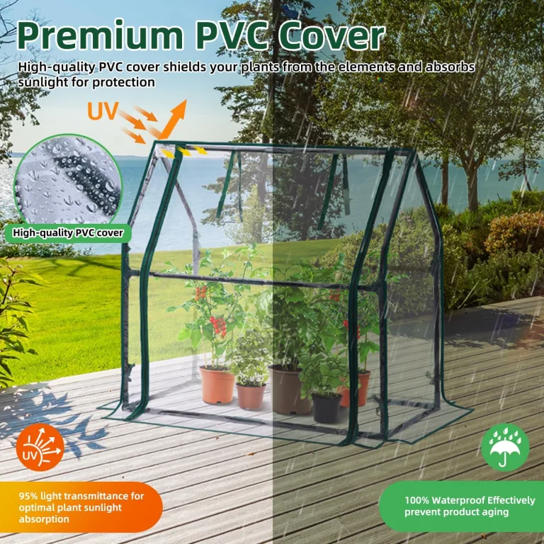 Ohuhu Mini Gewächshaus Zimmergewächshaus PVC Foliengewächshaus mit wasserdichte Matte, Tomatenhaus Folie Gewächshaus Klein für Sämling Pflanze die Indoor Kräutergarten 91.5x45.5x84 cm – Bild 3