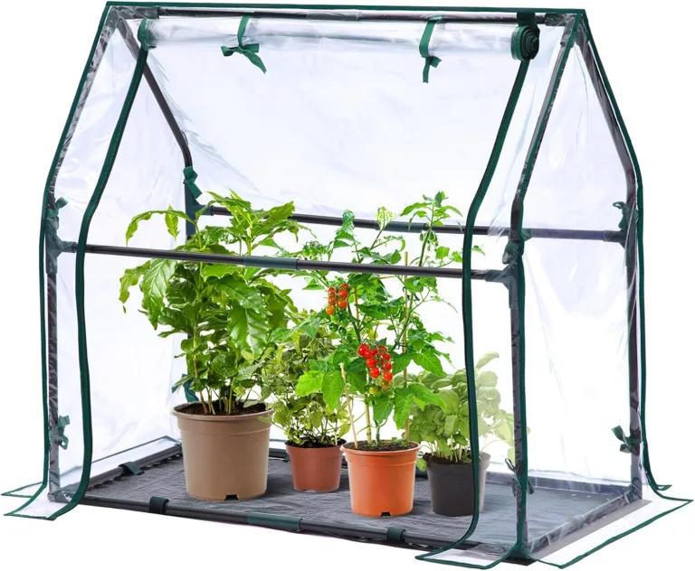 Ohuhu Mini Gewächshaus Zimmergewächshaus PVC Foliengewächshaus mit wasserdichte Matte, Tomatenhaus Folie Gewächshaus Klein für Sämling Pflanze die Indoor Kräutergarten 91.5x45.5x84 cm – Bild 1