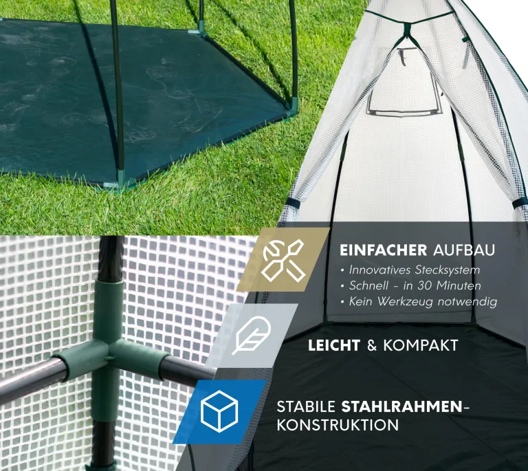 Westmann Überwinterungszelt Minze | 200x200x200 cm Weiß| Pflanzenschutz & Foliengewächshaus zum Überwintern von Pflanzen – Bild 6