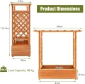 HOMASIS Blumenkasten mit 2 Rankgitter & Dachregal, Hochbeet mit Spalier, Holz Pflanzkasten für Kletterpflanz, Pflanzkübel Pflanzgefäß Rankhilfe für Garten Balkon Terrasse (110x44x113,5cm, Orange) - Thumbnail 6