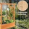 HOMASIS Blumenkasten mit 2 Rankgitter & Dachregal, Hochbeet mit Spalier, Holz Pflanzkasten für Kletterpflanz, Pflanzkübel Pflanzgefäß Rankhilfe für Garten Balkon Terrasse (110x44x113,5cm, Orange) - Thumbnail 3