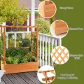 HOMASIS Blumenkasten mit 2 Rankgitter & Dachregal, Hochbeet mit Spalier, Holz Pflanzkasten für Kletterpflanz, Pflanzkübel Pflanzgefäß Rankhilfe für Garten Balkon Terrasse (110x44x113,5cm, Orange) - Thumbnail 4