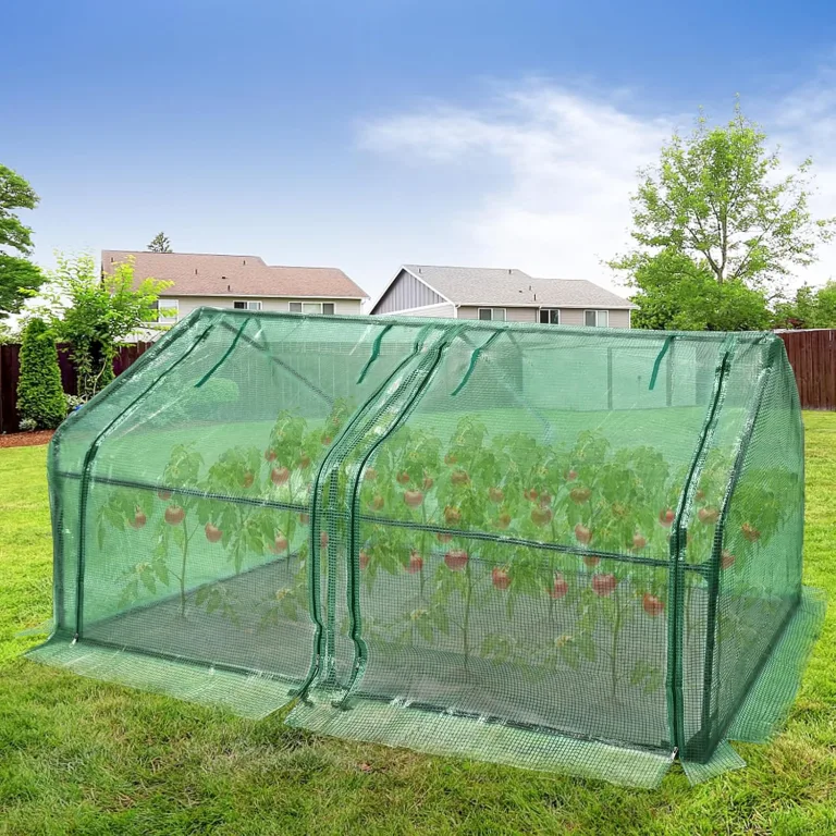 Mini Gewächshaus Tomatengewächshaus 180x90x90cm Foliengewächshaus Tomatenhaus Frühbeet Treibhaus mit Fenster & Tür HDPE Regenschutz UV-beständig Frostbeständig (Grün - Wärmeabdeckung) – Bild 7