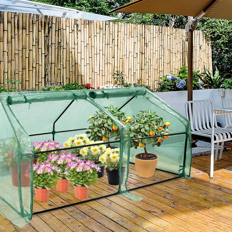 Mini Gewächshaus Tomatengewächshaus 180x90x90cm Foliengewächshaus Tomatenhaus Frühbeet Treibhaus mit Fenster & Tür HDPE Regenschutz UV-beständig Frostbeständig (Grün - Wärmeabdeckung) – Bild 9