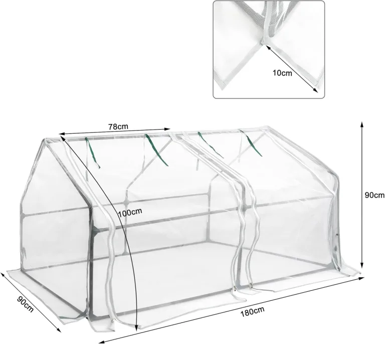 Mini Gewächshaus Tomatengewächshaus 180x90x90cm Foliengewächshaus Tomatenhaus Frühbeet Treibhaus mit Fenster & Tür Glasfaser Insektensicher Atmungsaktiv (Weiß - Insektenschutzabdeckung) – Bild 2
