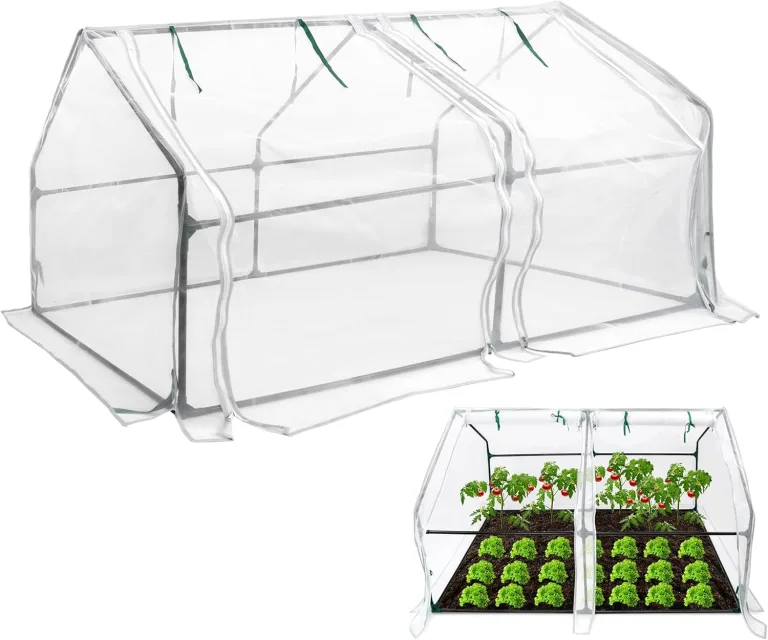 Mini Gewächshaus Tomatengewächshaus 180x90x90cm Foliengewächshaus Tomatenhaus Frühbeet Treibhaus mit Fenster & Tür Glasfaser Insektensicher Atmungsaktiv (Weiß - Insektenschutzabdeckung) – Bild 1