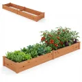 HOMASIS Hochbeet aus Holz, Pflanzkasten aus Tannenholz, Blumenkasten mit offnen Boden, Gartenbeet für Kräuter, Gemüse, Pflanzen, Pflanzenbeet für Garten, Balkon, Terrasse, 240 x 60 x 25 cm, Natur - Thumbnail 9