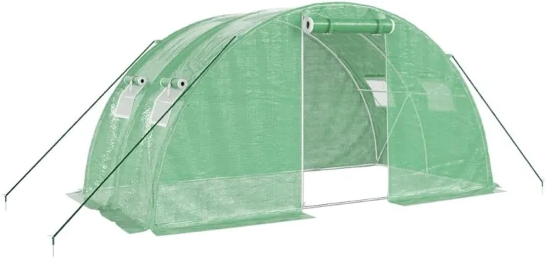 vidaXL Gewächshaus, Foliengewächshaus mit Stahlrahmen, Tomatengewächshaus mit Reißverschlusstür Fenstern, Treibhaus Folientunnel Frühbeet, Grün 8m² 4x2x2m – Bild 1