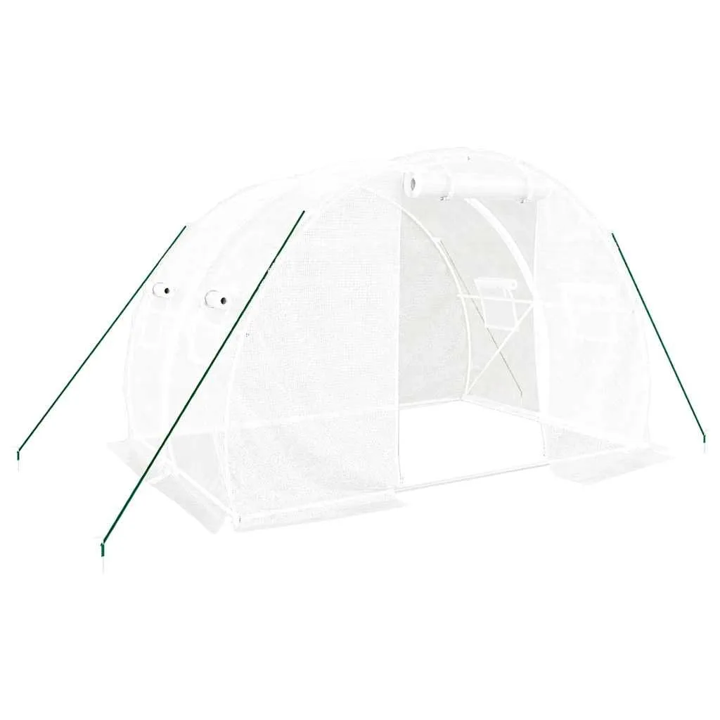 vidaXL Gewächshaus, Foliengewächshaus mit Stahlrahmen, Tomatengewächshaus mit Reißverschlusstür Fenstern, Treibhaus Folientunnel Frühbeet, Weiß 6m² 3x2x2m - Bild 1