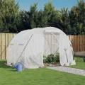 vidaXL Gewächshaus, Foliengewächshaus mit Stahlrahmen, Tomatengewächshaus mit Reißverschlusstür Fenstern, Treibhaus Folientunnel Frühbeet, Weiß 6m² 3x2x2m - Thumbnail 2