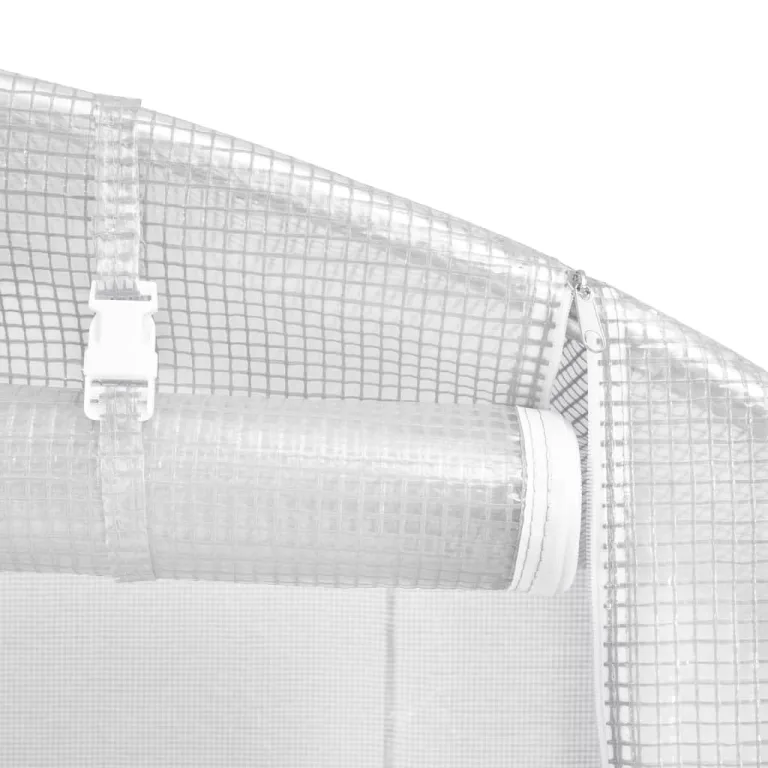 vidaXL Gewächshaus, Foliengewächshaus mit Stahlrahmen, Tomatengewächshaus mit Reißverschlusstür Fenstern, Treibhaus Folientunnel Frühbeet, Weiß 12m² 6x2x2,85m – Bild 8