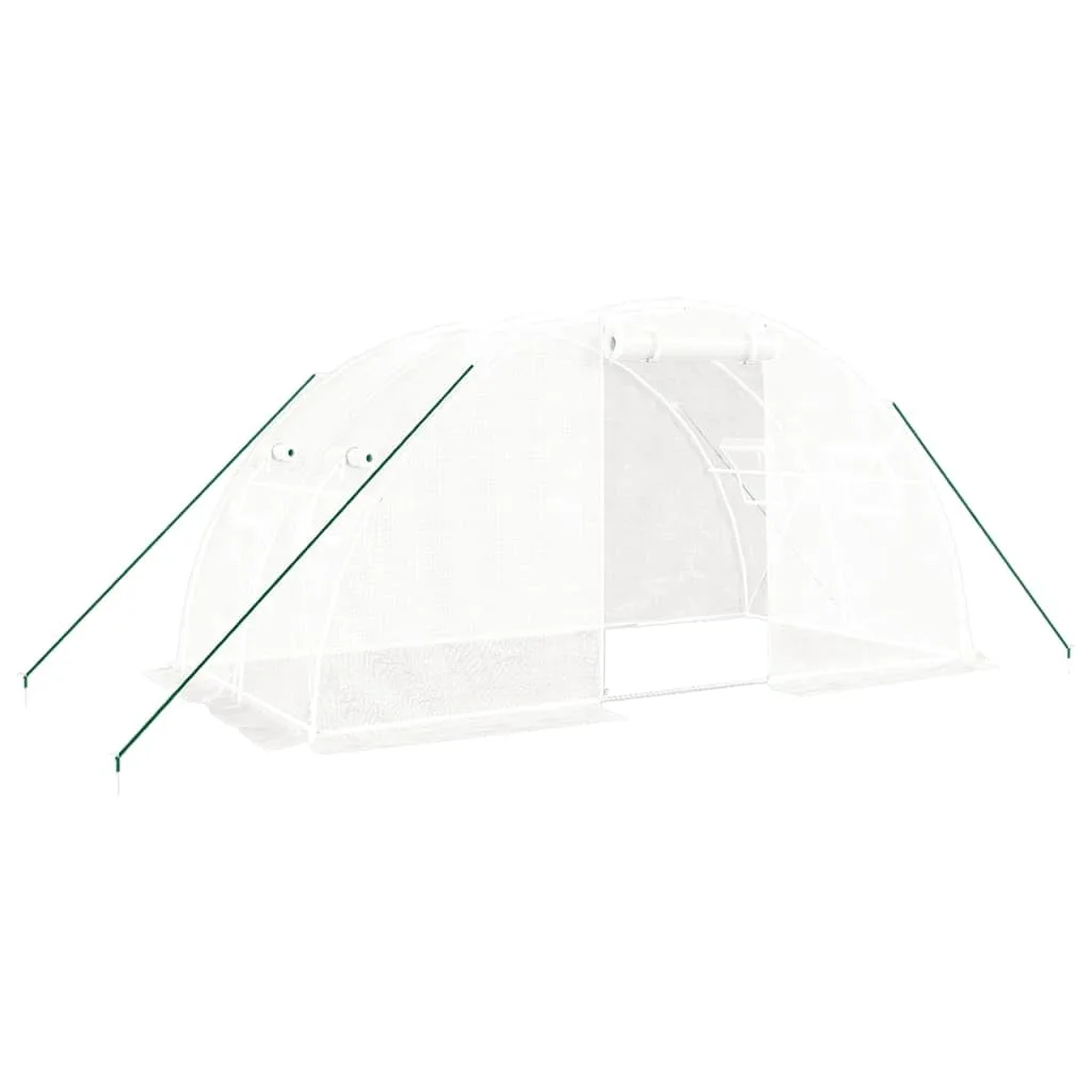 vidaXL Gewächshaus, Foliengewächshaus mit Stahlrahmen, Tomatengewächshaus mit Reißverschlusstür Fenstern, Treibhaus Folientunnel Frühbeet, Weiß 8m² 4x2x2m - Bild 1