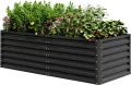 UDPATIO Hochbeet aus Metall,180x60x90 cm, Zink-Aluminium Freistehendes Hochbeete für Garten und Balkon, 970 L Pflanzkasten für Garten, zum Anbau von Gemüse, Blumen und Obst, Grauschwarz - Thumbnail 1