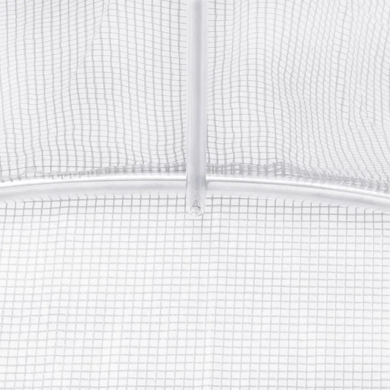 vidaXL Gewächshaus, Foliengewächshaus mit Stahlrahmen, Tomatengewächshaus mit Reißverschlusstür Fenstern, Treibhaus Folientunnel Frühbeet, Weiß 144m² 24x6x2,85m – Bild 6