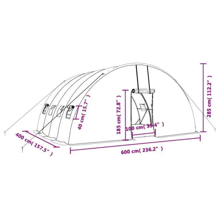 vidaXL Gewächshaus mit Stahlrahmen Weiß 24 m² 6x4x2,85 m – Bild 3
