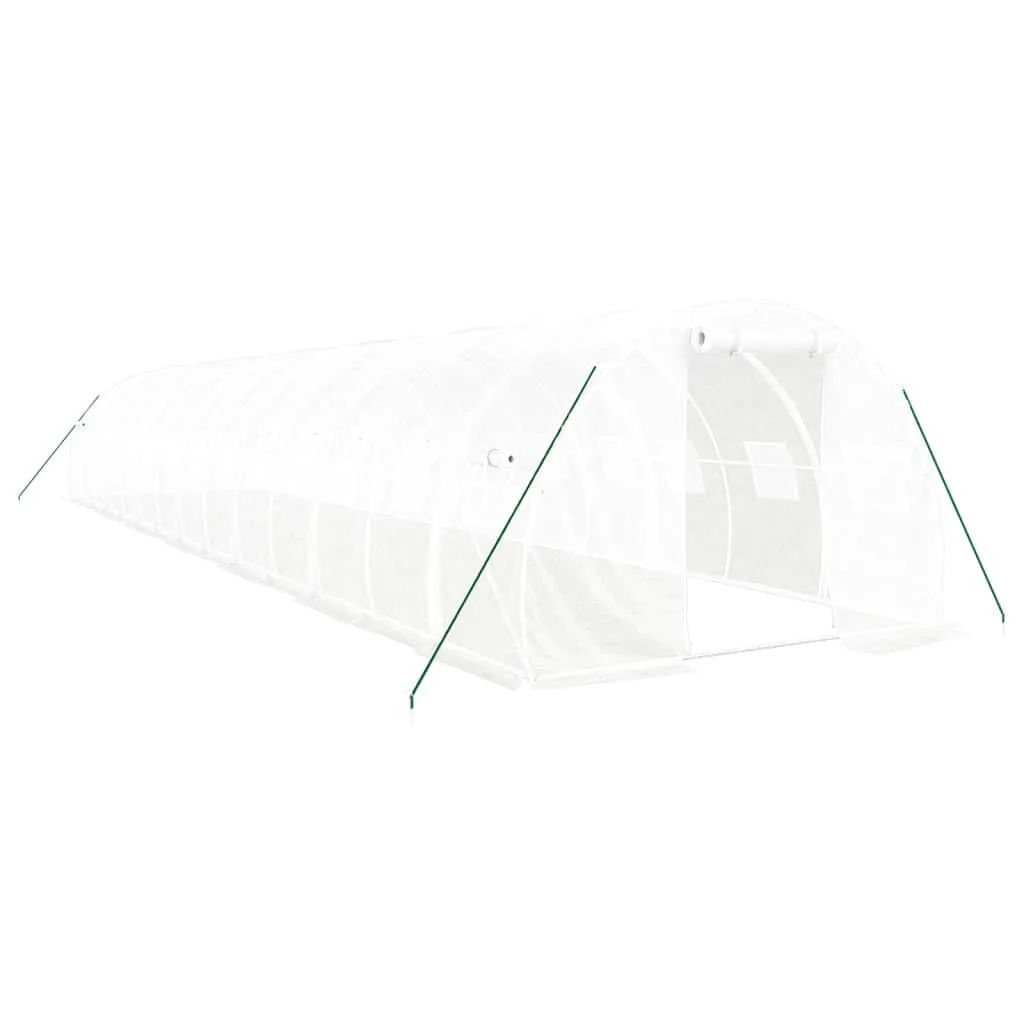 vidaXL Gewächshaus, Foliengewächshaus mit Stahlrahmen, Tomatengewächshaus mit Reißverschlusstür Fenstern, Treibhaus Folientunnel Frühbeet, Weiß 42m² 14x3x2m - Bild 1
