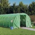 vidaXL Gewächshaus, Foliengewächshaus mit Stahlrahmen, Tomatengewächshaus mit Reißverschlusstür Fenstern, Treibhaus Folientunnel Frühbeet, Grün 24m² 8x3x2m - Thumbnail 2