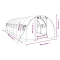 vidaXL Gewächshaus, Foliengewächshaus mit Stahlrahmen, Tomatengewächshaus mit Reißverschlusstür Fenstern, Treibhaus Folientunnel Frühbeet, Grün 24m² 8x3x2m - Thumbnail 3