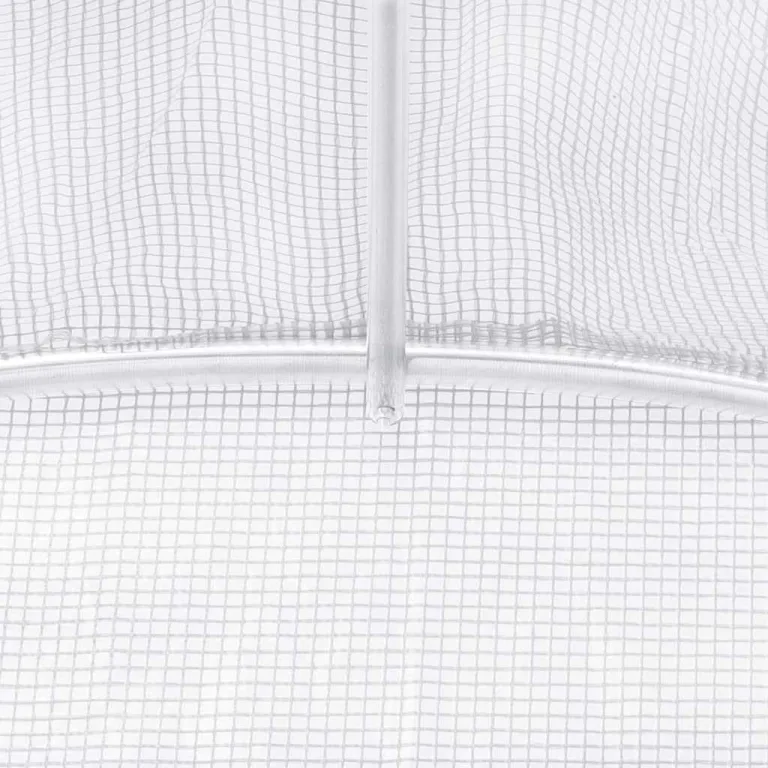 vidaXL Gewächshaus, Foliengewächshaus mit Stahlrahmen, Tomatengewächshaus mit Reißverschlusstür Fenstern, Treibhaus Folientunnel Frühbeet, Weiß 24m² 8x3x2m – Bild 6