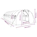 vidaXL Gewächshaus, Foliengewächshaus mit Stahlrahmen, Tomatengewächshaus mit Reißverschlusstür Fenstern, Treibhaus Folientunnel Frühbeet, Weiß 24m² 8x3x2m - Thumbnail 3