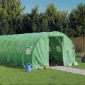 vidaXL Gewächshaus, Foliengewächshaus mit Stahlrahmen, Tomatengewächshaus mit Reißverschlusstür Fenstern, Treibhaus Folientunnel Frühbeet, Grün 42m² 14x3x2m - Thumbnail 2