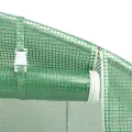 vidaXL Gewächshaus, Foliengewächshaus mit Stahlrahmen, Tomatengewächshaus mit Reißverschlusstür Fenstern, Treibhaus Folientunnel Frühbeet, Grün 42m² 14x3x2m - Thumbnail 5