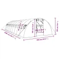 vidaXL Gewächshaus, Foliengewächshaus mit Stahlrahmen, Tomatengewächshaus mit Reißverschlusstür Fenstern, Treibhaus Folientunnel Frühbeet, Weiß 40m² 10x4x2m - Thumbnail 3
