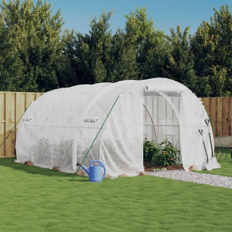vidaXL Gewächshaus mit Stahlrahmen Weiß 12 m² 4x3x2 m – Bild 2