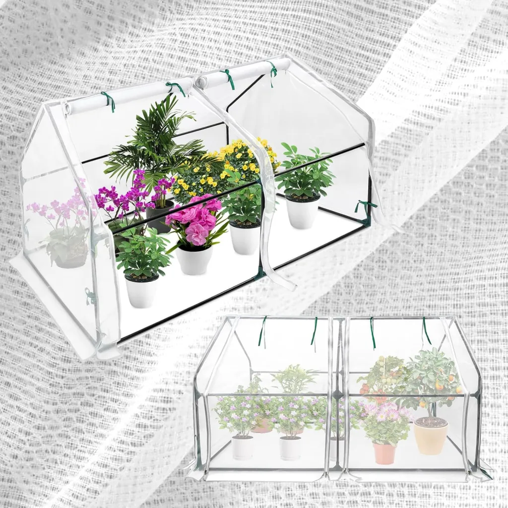 Netzgewebe Gewächshaus, Foliengewächshaus Tomatenhaus Frühbeet, Niedrig, Spitzdach, Insektenabweisend und Atmungsaktiv, Pflanzenhaus für den Tomaten Gemüse 180 x 90 x 90 cm, Weiß