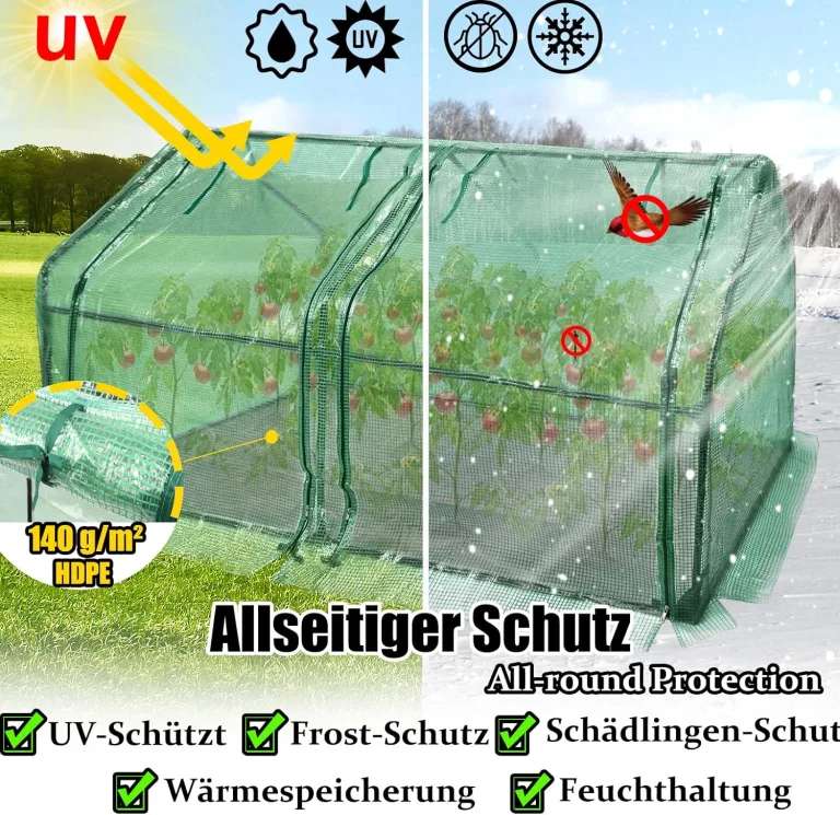 Gewächshaus, Foliengewächshaus Tomatenhaus Frühbeet, Niedrig, Spitzdach, UV-beständige, Wasserdicht Pflanzenhaus für den Tomaten Gemüse 180 x 90 x 90 cm, Grün – Bild 3