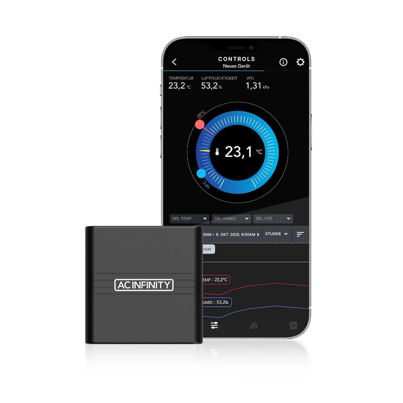 AC Infinity Intelligentes Mini-Hygrometer A2 für Temperatur und Luftfeuchtigkeit mit Bluetooth App, Thermometer für Keller, Gitarrenräume, Grow Zelte und Gewächshäuser - Bild 1