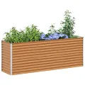 vidaXL Hochbeet, Wetterfest Pflanzkasten mit viel Platz, Pflanzkübel Blumenkasten für Balkon Garten, Blumenkübel Gemüsebeet, 1150x100x36 cm Cortenstahl - Thumbnail 10