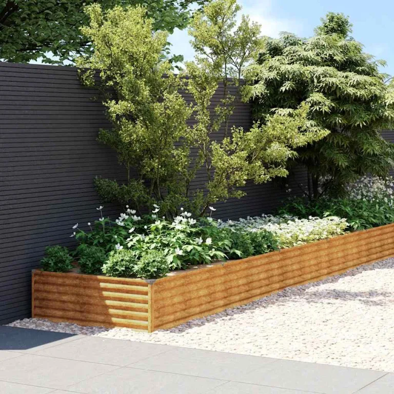 vidaXL Hochbeet, Wetterfest Pflanzkasten mit viel Platz, Pflanzkübel Blumenkasten für Balkon Garten, Blumenkübel Gemüsebeet, 960x100x36 cm Cortenstahl – Bild 2