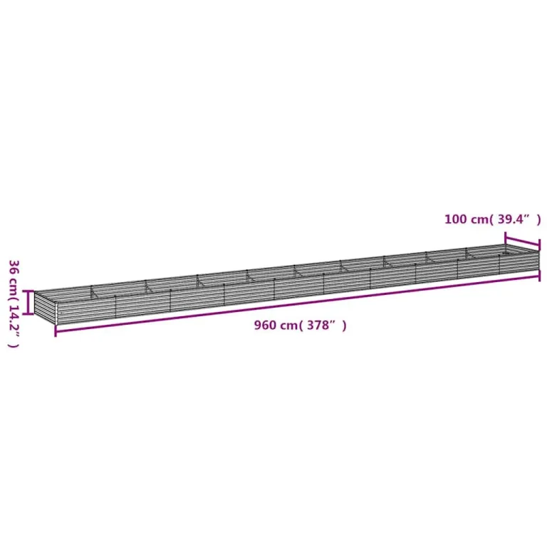vidaXL Hochbeet, Wetterfest Pflanzkasten mit viel Platz, Pflanzkübel Blumenkasten für Balkon Garten, Blumenkübel Gemüsebeet, 960x100x36 cm Cortenstahl – Bild 3