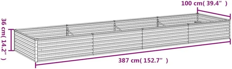 vidaXL Hochbeet, Wetterfest Pflanzkasten mit viel Platz, Pflanzkübel Blumenkasten für Balkon Garten, Blumenkübel Gemüsebeet, 387x100x36 cm Cortenstahl – Bild 4