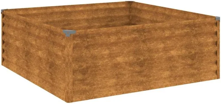vidaXL Hochbeet, Wetterfest Pflanzkasten mit viel Platz, Pflanzkübel Blumenkasten für Balkon Garten, Blumenkübel Gemüsebeet, 100x100x36 cm Cortenstahl – Bild 2