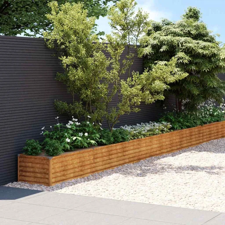 vidaXL Hochbeet, Wetterfest Pflanzkasten mit viel Platz, Pflanzkübel Blumenkasten für Balkon Garten, Blumenkübel Gemüsebeet, 770x50x36 cm Cortenstahl – Bild 2