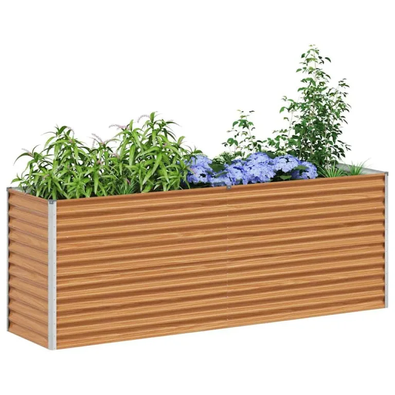 vidaXL Hochbeet, Wetterfest Pflanzkasten mit viel Platz, Pflanzkübel Blumenkasten für Balkon Garten, Blumenkübel Gemüsebeet, 770x50x36 cm Cortenstahl – Bild 10